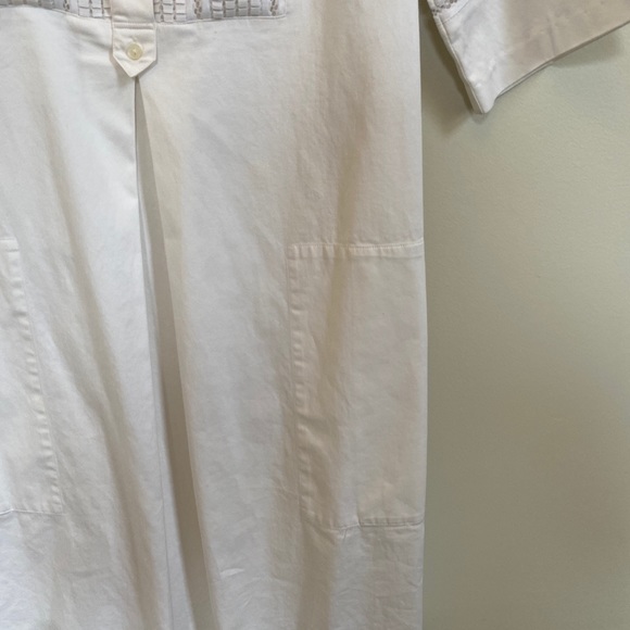 VINCE Lattice Lace Bib Cotton Poplin Shift Dress - Picture 10 of 16